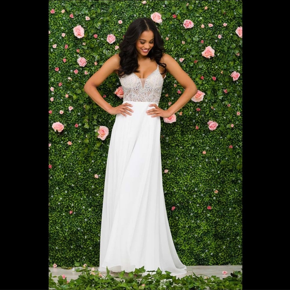 jovani 33701 beaded white chiffon prom wedding dress
